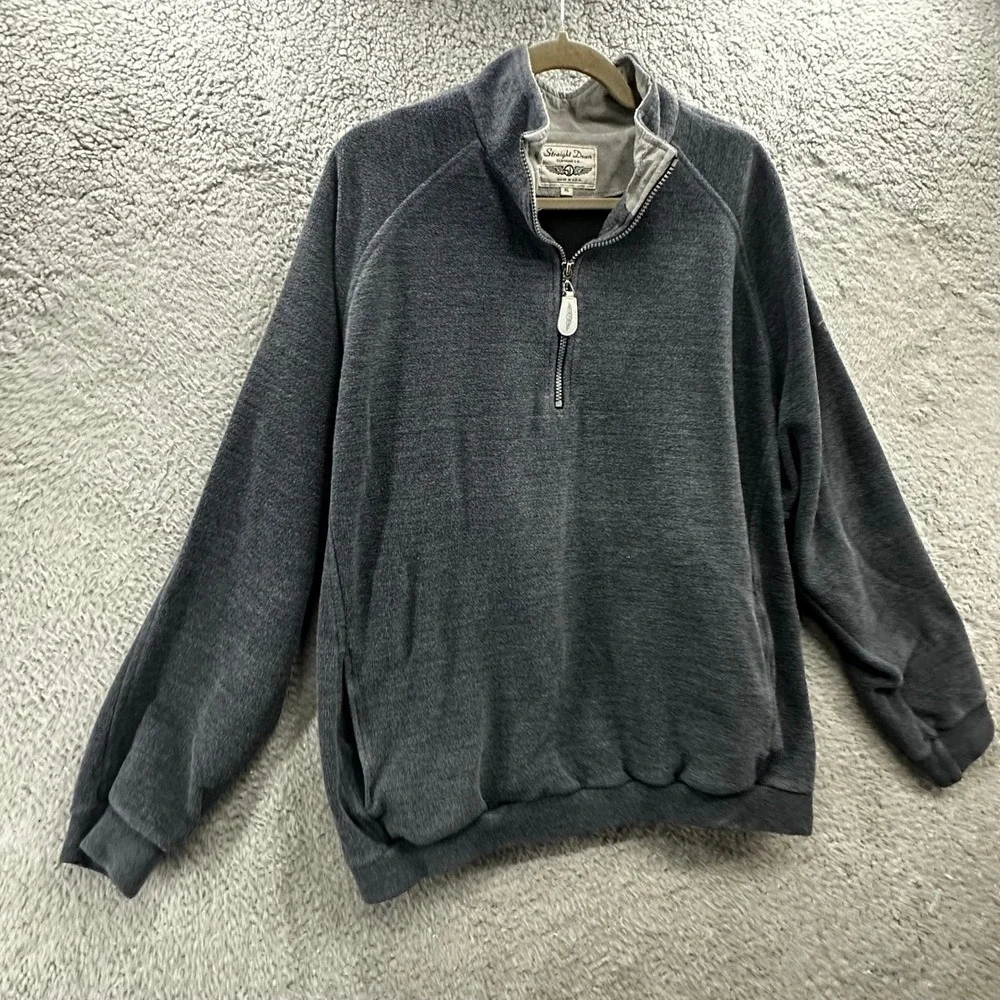Straight Down Mens XL Quarter Zip Fleece Pullover Useless Bay Golf Gray Outdoor